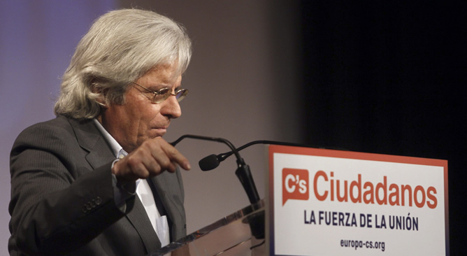 El cabeza de lista de Ciudadanos al Parlamento Europeo, Javier Nart, durante su intervención en el acto de campaña para las elecciones europeas El cabeza de lista de Ciudadanos al Parlamento Europeo, Javier Nart, durante su intervención en el acto de campaña para las elecciones europeas