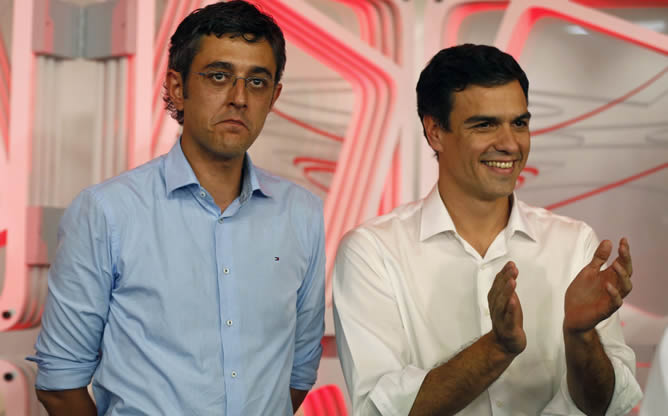 Eduardo Madina y Pedro Sánchez, tras la votación de los militantes del PSOE Eduardo Madina y Pedro Sánchez, tras la votación de los militantes del PSOE