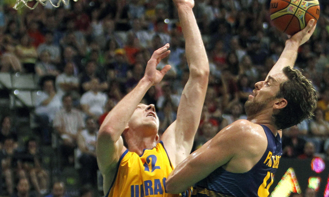 Pau Gasol en el partido de preparación ante Ucrania. Pau Gasol en el partido de preparación ante Ucrania.