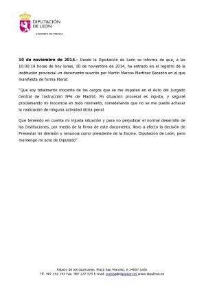 Dimite el presidente de la Diputación de León, Marcos Martínez Dimite el presidente de la Diputación de León, Marcos Martínez