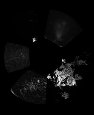 Primera imagen panorámica realizada por el módulo robótico europeo Philae en la superficie del cometa 67P Primera imagen panorámica realizada por el módulo robótico europeo Philae en la superficie del cometa 67P