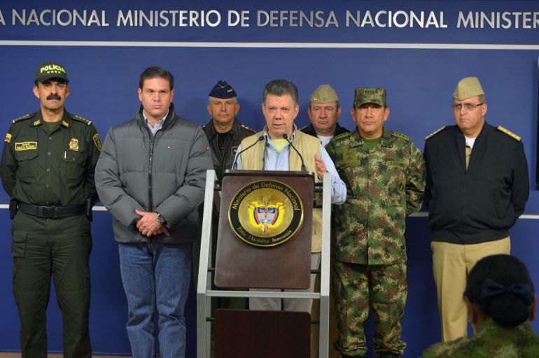 El presidente de Colombia, Juan Manuel Santos, anuncia en Bogotá la suspensión del ciclo de diálogos con la guerrilla de las FARC El presidente de Colombia, Juan Manuel Santos, anuncia en Bogotá la suspensión del ciclo de diálogos con la guerrilla de las FARC