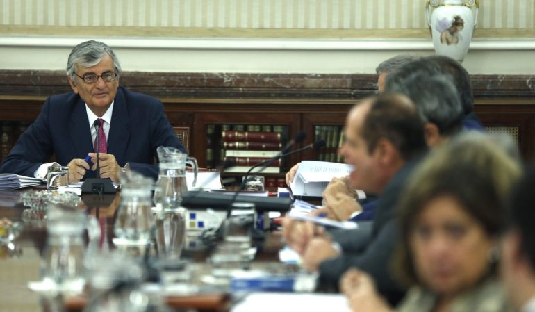 El fiscal general del Estado, Eduardo Torres-Dulce (i), durante la reunión de la Junta de Fiscales de Sala El fiscal general del Estado, Eduardo Torres-Dulce (i), durante la reunión de la Junta de Fiscales de Sala