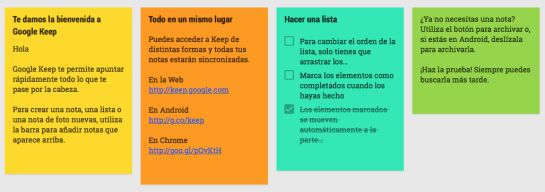 Las notas de ‘Google Keep’ vistas en su versión de escritorio Las notas de ‘Google Keep’ vistas en su versión de escritorio