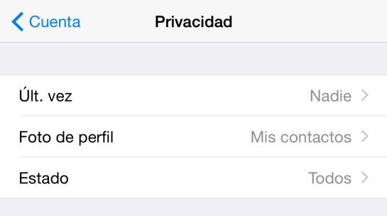 Opciones de privacidad de WhatsApp Opciones de privacidad de WhatsApp
