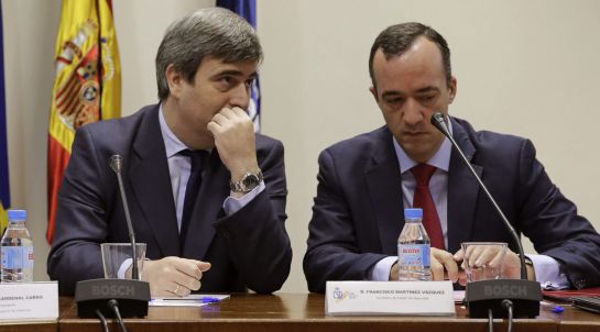 El presidente del Consejo Superior de Deportes (CSD), Miguel Cardenal, y el secretario de Estado de Seguridad, Francisco Martínez, durante la reunión con carácter de urgencia de la Comisión Antiviolencia. El presidente del Consejo Superior de Deportes (CSD), Miguel Cardenal, y el secretario de Estado de Seguridad, Francisco Martínez, durante la reunión con carácter de urgencia de la Comisión Antiviolencia.