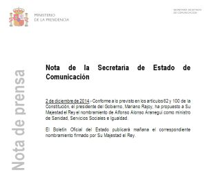 Nota de la Secretaría de Estado de Comunicación. Nota de la Secretaría de Estado de Comunicación.