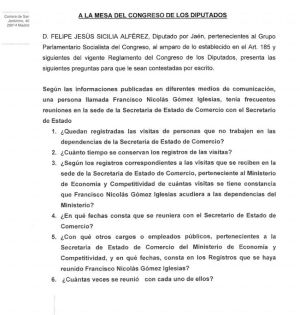 Bateria de preguntas que el PSOE ha presentado a la mesa del Congreso de los Diputados Bateria de preguntas que el PSOE ha presentado a la mesa del Congreso de los Diputados