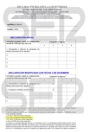 Documento elaborado por la Cadena SER a partir de las dos declaraciones de intereses Documento elaborado por la Cadena SER a partir de las dos declaraciones de intereses