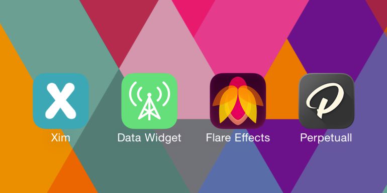 Iconos de ‘Xim’, ‘Data Widget’, ‘Flare Effects’ y ‘Perpetuall’ en la pantalla de un iPhone Iconos de ‘Xim’, ‘Data Widget’, ‘Flare Effects’ y ‘Perpetuall’ en la pantalla de un iPhone