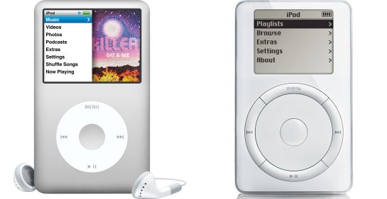 El ‘iPod Classic’ (a la izquierda) ha evolucionado con los avances desde que Apple lanzara el primer modelo en 2001 El ‘iPod Classic’ (a la izquierda) ha evolucionado con los avances desde que Apple lanzara el primer modelo en 2001