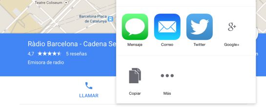 Opciones para compartir ubicación en ‘Google Maps’ Opciones para compartir ubicación en ‘Google Maps’