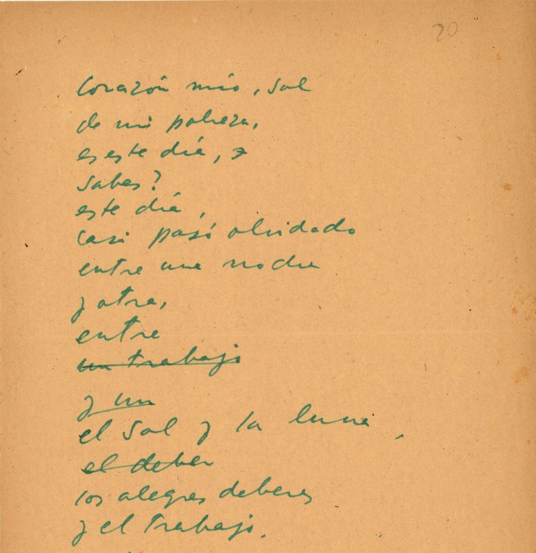 GRA162. MADRID, 15/01/2015.- Fotografía facilitada por la editorial Seix Barral de un fragmento de uno de los 21 poemas de Pablo Neruda descubiertos hace tres años, que se han convertido "en el mayor hallazgo de las letras hispanas" en los últimos años, y que hoy salen a la venta recogidos en el libro "Tus pies toco en la sombra y otros poemas inéditos de Pablo Neruda" (Seix Barral). EFE ***SOLO USO EDITORIAL*** GRA162. MADRID, 15/01/2015.- Fotografía facilitada por la editorial Seix Barral de un fragmento de uno de los 21 poemas de Pablo Neruda descubiertos hace tres años, que se han convertido "en el mayor hallazgo de las letras hispanas" en los últimos años, y que hoy salen a la venta recogidos en el libro "Tus pies toco en la sombra y otros poemas inéditos de Pablo Neruda" (Seix Barral). EFE ***SOLO USO EDITORIAL***