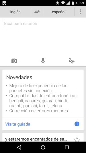 App de ‘Google Translate’ en un Android 5.0 App de ‘Google Translate’ en un Android 5.0