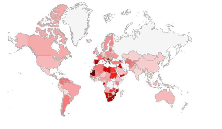 Gráfico sobre el paro previsto por la Organización Internacional del Trabajo en 2015 por países Gráfico sobre el paro previsto por la Organización Internacional del Trabajo en 2015 por países