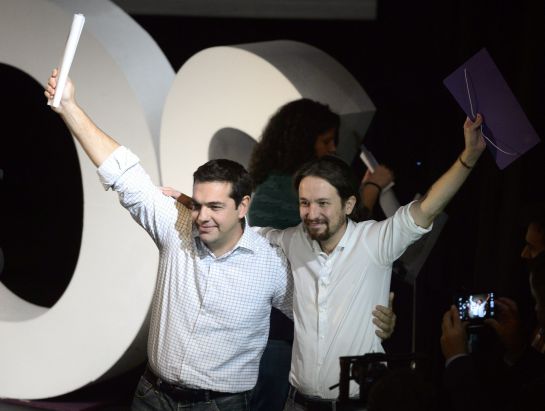 Alexis Tsipras apoyó a Pablo Iglesias en Madrid. Alexis Tsipras apoyó a Pablo Iglesias en Madrid.