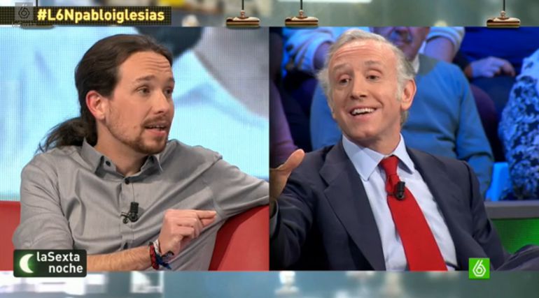 Momento del cara a cara entre Iglesias e Inda Momento del cara a cara entre Iglesias e Inda
