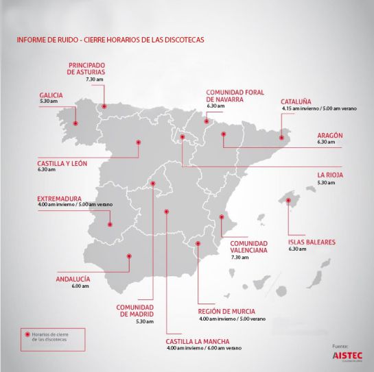 Dada las diferentes autonomías que existen, también hay diferencias en el horario de cierre de este tipo de locales. Dada las diferentes autonomías que existen, también hay diferencias en el horario de cierre de este tipo de locales.