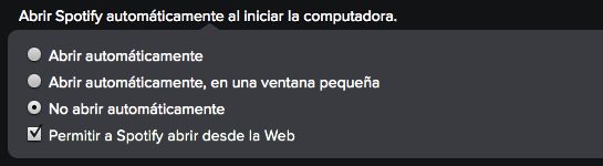 Opciones de apertura de Spotify Opciones de apertura de Spotify