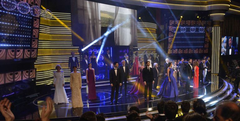 Actors and singers perform on stage during the 29th Goya film awards ceremony held at the Prince Felipe Congress Centre in Madrid, on February 7, 2015. AFP PHOTO/ PEDRO ARMESTRE Actors and singers perform on stage during the 29th Goya film awards ceremony held at the Prince Felipe Congress Centre in Madrid, on February 7, 2015. AFP PHOTO/ PEDRO ARMESTRE