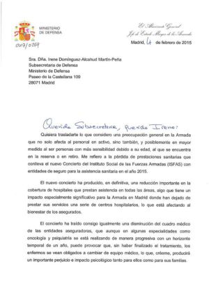 El Jefe de la Armada protesta ante Defensa por los recortes sanitarios El Jefe de la Armada protesta ante Defensa por los recortes sanitarios