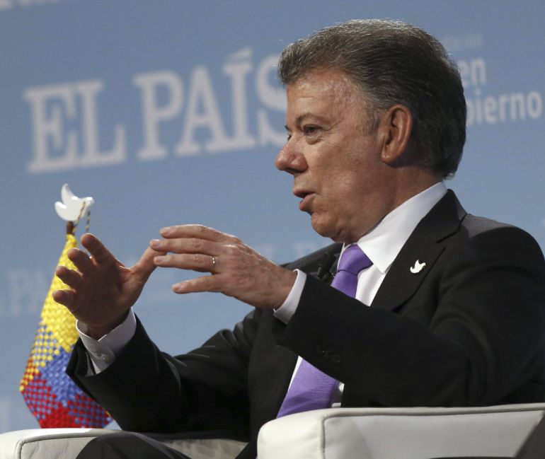 El presidente de Colombia, Juan Manuel Santos Calderón, durante el Foro por la Paz en Colombia organizado por El País. El presidente de Colombia, Juan Manuel Santos Calderón, durante el Foro por la Paz en Colombia organizado por El País.