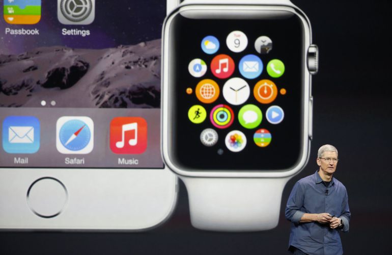 Imagen del CEO de Apple, Tim Cook, en el Flint Center de Cupertino (California, EE.UU.) el 9 de septiembre de 2015, cuando anunció el Apple Watch Imagen del CEO de Apple, Tim Cook, en el Flint Center de Cupertino (California, EE.UU.) el 9 de septiembre de 2015, cuando anunció el Apple Watch