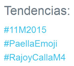 Principales Tendencias en España, el miércoles 11 de marzo a mediodía. Principales Tendencias en España, el miércoles 11 de marzo a mediodía.
