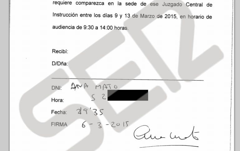 TRAMA GÜRTEL: La notificación judicial de Ana Mato TRAMA GÜRTEL: La notificación judicial de Ana Mato