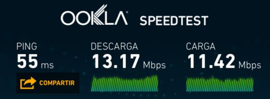 Test de velocidad realizado en un teléfono móvil 4G Test de velocidad realizado en un teléfono móvil 4G