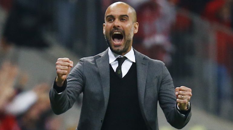 Football - Bayern Munich v Porto - UEFA Champions League Quarter Final Second Leg - Allianz Arena, Munich - Germany - 21/4/15
Bayern Munich's Josep Guardiola celebrates their fifth goal
Reuters / Kai Pfaffenbach Football - Bayern Munich v Porto - UEFA Champions League Quarter Final Second Leg - Allianz Arena, Munich - Germany - 21/4/15
Bayern Munich's Josep Guardiola celebrates their fifth goal
Reuters / Kai Pfaffenbach