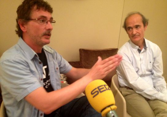 Andoni Luis Aduriz y Fernando Fombellida, durante la presentación del libro. Andoni Luis Aduriz y Fernando Fombellida, durante la presentación del libro.