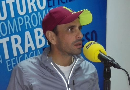 Capriles, durante la entrevista con la Cadena SER y El País Capriles, durante la entrevista con la Cadena SER y El País
