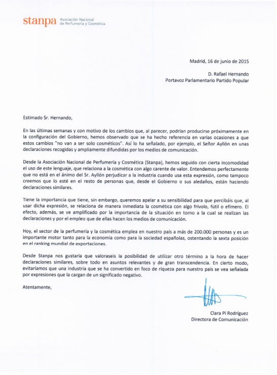 La patronal cosmética pide al Gobierno que no diga "cambios cosméticos" La patronal cosmética pide al Gobierno que no diga "cambios cosméticos"