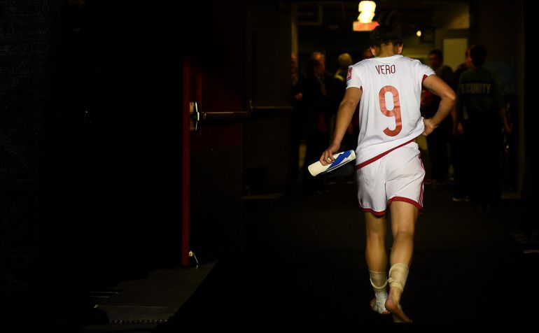 OTTAWA, ON - JUNE 17: Veronica Boquete of Spain leaves the pitch after loosing the FIFA Women's World Cup 2015 Group E match between Korea Republic and Spain at Lansdowne Stadium on June 17, 2015 in Ottawa, Canada. (Photo by Lars Baron - FIFA/FIFA via Getty Images) OTTAWA, ON - JUNE 17: Veronica Boquete of Spain leaves the pitch after loosing the FIFA Women's World Cup 2015 Group E match between Korea Republic and Spain at Lansdowne Stadium on June 17, 2015 in Ottawa, Canada. (Photo by Lars Baron - FIFA/FIFA via Getty Images)