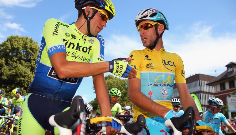 Alberto Contador y Vincenzo Nibali, en el Tour 2014. Alberto Contador y Vincenzo Nibali, en el Tour 2014.