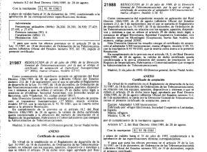 Resolución de aceptación del Euroconector de Fagor en 1990 Resolución de aceptación del Euroconector de Fagor en 1990