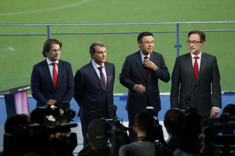 Los candidatos del Barcelona, en el Camp Nou antes del debate Los candidatos del Barcelona, en el Camp Nou antes del debate