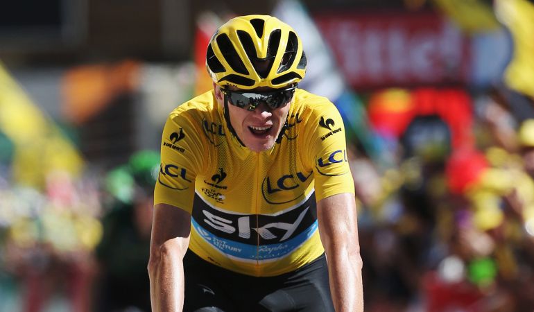 L'ALPE D'HUEZ, FRANCE - JULY 25: Chris Froome of Great Britain and Team Sky crosses the finish line at the end of the twentieth stage of the 2015 Tour de France, a 110.5 km stage between Modane Valfrejus and L'Alpe d'Huez on July 25, 2015 in L'Alpe d'Huez, France. (Photo by Doug Pensinger/Getty Images) L'ALPE D'HUEZ, FRANCE - JULY 25: Chris Froome of Great Britain and Team Sky crosses the finish line at the end of the twentieth stage of the 2015 Tour de France, a 110.5 km stage between Modane Valfrejus and L'Alpe d'Huez on July 25, 2015 in L'Alpe d'Huez, France. (Photo by Doug Pensinger/Getty Images)