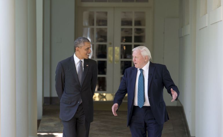 Barack Obama (i) y David Attenborough (d) Barack Obama (i) y David Attenborough (d)