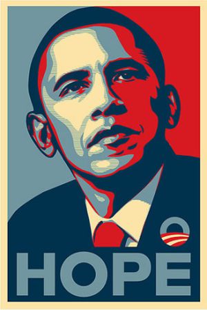 El famoso cartel 'Hope' de la campaña de Obama. El famoso cartel 'Hope' de la campaña de Obama.