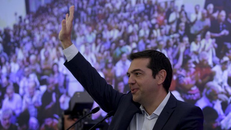 El Primer Ministro griego durante el encuentro con los miembros de Syriza en Atenas. El Primer Ministro griego durante el encuentro con los miembros de Syriza en Atenas.