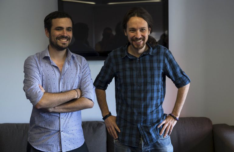 Alberto Garzón y Pablo Iglesias, durante la reunión de pasado 24 de junio. Alberto Garzón y Pablo Iglesias, durante la reunión de pasado 24 de junio.