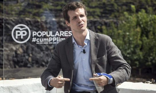 Pablo Casado, durante su intervención en Lanzarote en el acto de la campaña 'cumPPlimos' Pablo Casado, durante su intervención en Lanzarote en el acto de la campaña 'cumPPlimos'