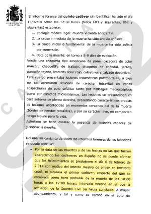 Extracto del auto judicial que da carpetazo a la tragedia del Tarajal Extracto del auto judicial que da carpetazo a la tragedia del Tarajal