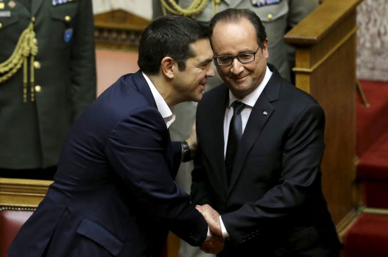 El presidente francés, Francois Hollande,y el primer ministro griego, Alexis Tsipras. El presidente francés, Francois Hollande,y el primer ministro griego, Alexis Tsipras.
