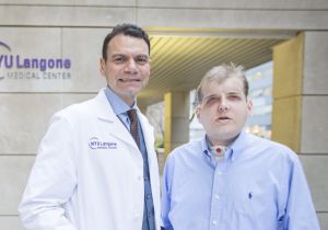 Volunteer firefighter Patrick Hardison, 41, of Senatobia, Mississippi (R) poses with Dr. Eduardo D. Rodriguez who led a team of more than 100 physicians, nurses, technical and support staff, after recovery from face transplant surgery in this undated handout provided by NYU Langone Medical Center in New York, November 16, 2015. Hardison, whose face was burned off during a rescue is the recipient of what surgeons called the most extensive face transplant ever, performed at a New York hospital. REUTERS/NYU Langone Medical Center/Handout via Reuters ATTENTION EDITORS - NOT FOR SALE FOR MARKETING OR ADVERTISING CAMPAIGNS. THIS IMAGE HAS BEEN SUPPLIED BY A THIRD PARTY. IT IS DISTRIBUTED, EXACTLY AS RECEIVED BY REUTERS, AS A SERVICE TO CLIENTS. EDITORIAL USE ONLY. NO RESALES. NO ARCHIVE Volunteer firefighter Patrick Hardison, 41, of Senatobia, Mississippi (R) poses with Dr. Eduardo D. Rodriguez who led a team of more than 100 physicians, nurses, technical and support staff, after recovery from face transplant surgery in this undated handout provided by NYU Langone Medical Center in New York, November 16, 2015. Hardison, whose face was burned off during a rescue is the recipient of what surgeons called the most extensive face transplant ever, performed at a New York hospital. REUTERS/NYU Langone Medical Center/Handout via Reuters ATTENTION EDITORS - NOT FOR SALE FOR MARKETING OR ADVERTISING CAMPAIGNS. THIS IMAGE HAS BEEN SUPPLIED BY A THIRD PARTY. IT IS DISTRIBUTED, EXACTLY AS RECEIVED BY REUTERS, AS A SERVICE TO CLIENTS. EDITORIAL USE ONLY. NO RESALES. NO ARCHIVE