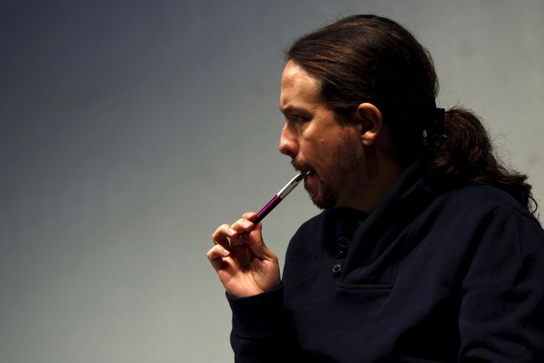 Pablo Iglesias, durante el acto de campaña en Málaga Pablo Iglesias, durante el acto de campaña en Málaga