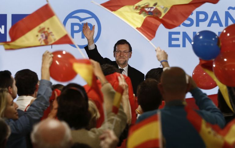 El líder del PP en un acto de campaña el día que anunció la rebaja del IRPF. El líder del PP en un acto de campaña el día que anunció la rebaja del IRPF.