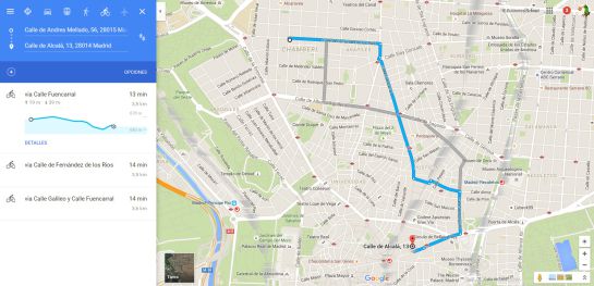 Trayecto planificado con Google Maps. Trayecto planificado con Google Maps.